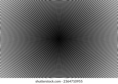 Concentric circles vector template. Dynamic rings hypnotic pattern for social media content background or poster design. White on black background.