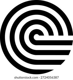 Concentric circular lines forming a continuous path that represents flow, connection, and continuity, often linked to systems, cycles, or progress.