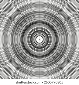 Concentric circular pattern. Black and white lines. Optical geometric illusion. Vector abstract art.