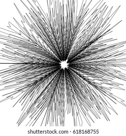 Concentric circular pattern. Random burst, radiating, radial element with distortion