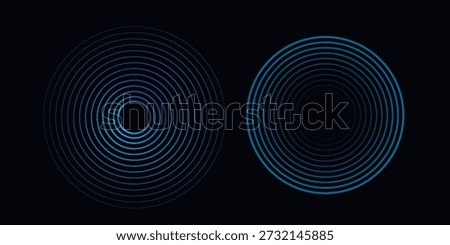Concentric circular pulse set, circle wave light effect, radar neon waves are spreading