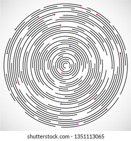Concentric circulating, circle line and color point. Abstract vortex line and color dot background. Vector illustration for design your website and print. Logo design element.