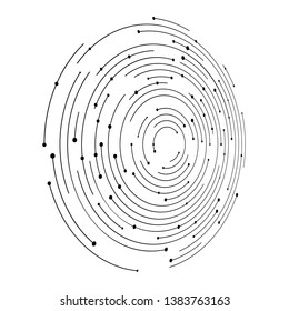 Concentric circulating, circle line and point. Abstract vortex line and dot background. Vector illustration for design your website and print. Logo design element.