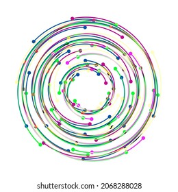 Concentric circulating, circle line and point. Abstract vortex line and dot background. Illustration for design your website and print.