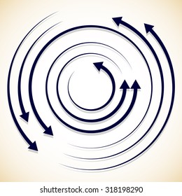 Concentric Circulating, Rotating Arrows, Circle Arrows. Vector.