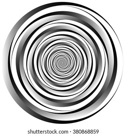 Concentric - converging circles. Abstract vortex, spiral