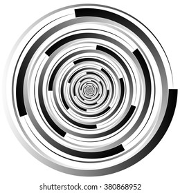 Concentric - converging circles. Abstract vortex, spiral