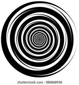 Concentric - converging circles. Abstract vortex, spiral