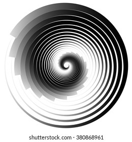 Concentric - converging circles. Abstract vortex, spiral