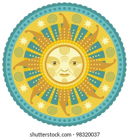 Concentric Decorative Illustration Sun Daylight Stock Vector (Royalty ...