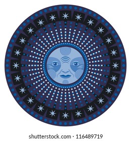 Concentric decorative mandala of the moon