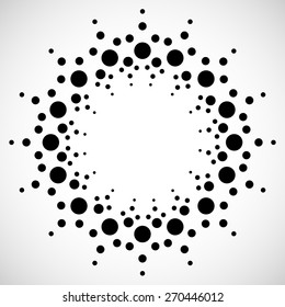 Concentric Dots, Circles. Dotted Abstract Element, Abstract Pattern On White