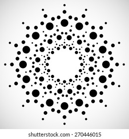 Concentric Dots, Circles. Dotted Abstract Element, Abstract Pattern on White
