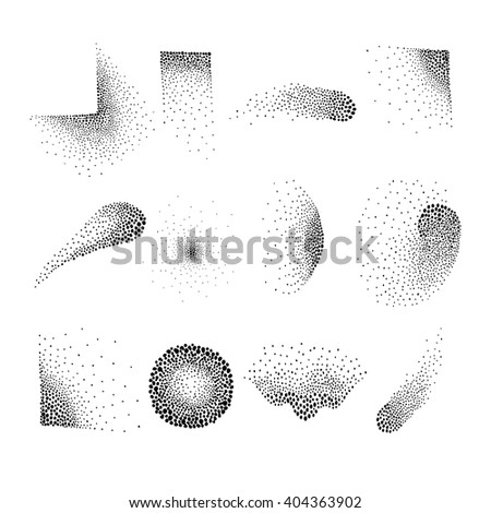 Concentric dots, circles. Dotted abstract element, abstract pattern on white background. Vector illustration.Accumulation of points. Thin modern line