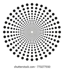 Concentric dots in circular form. Abstract vector texture background