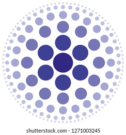 concentric dotted circles in shades of blue on white background