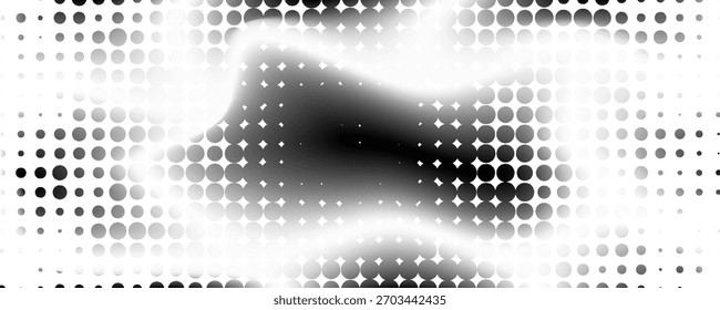 Concentric dotted noise gradient texture. Radial halftone grain background. Comic pop art backdrop for poster, banner, cover, print. Grunge fading overlay wallpaper. Vector cartoon grid patern texure