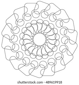Concentric element with rounded shapes. Circular geometric pattern abstract motif, mandala