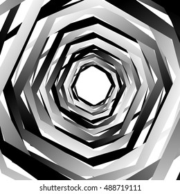Concentric geometric hexagons / octagons. Abstract monochrome pattern. Editable vector.