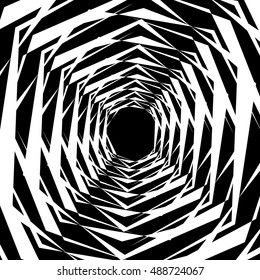 Concentric geometric hexagons / octagons. Abstract monochrome pattern. Editable vector.