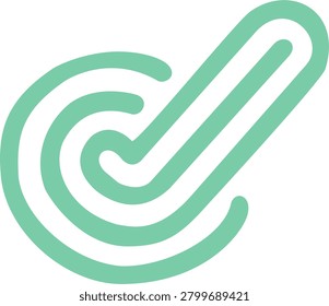 Concentric green circular checkmark icon representing target achievement accuracy completion focus modern technology solution and successful action verification design element