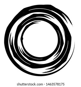 Concentric / grungy circular circle element. Radial, radiating textured / circular, circle shape
