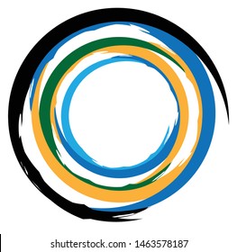 Concentric / grungy circular circle element. Radial, radiating textured / circular, circle shape
