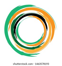 Concentric / grungy circular circle element. Radial, radiating textured / circular, circle shape
