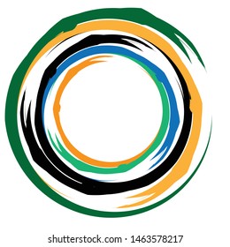 Concentric / grungy circular circle element. Radial, radiating textured / circular, circle shape
