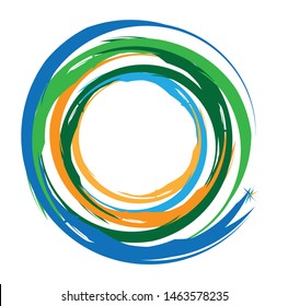 Concentric / grungy circular circle element. Radial, radiating textured / circular, circle shape
