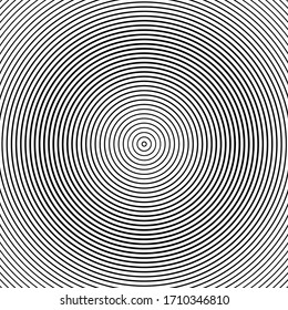 Concentric halftone lines pattern, modern stylish texture, black and white vector illustration.