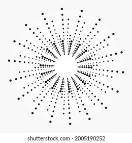 Concentric halftone starburst Background. Dotted abstract background. Dotted design element. Radial background for multipurpose use.