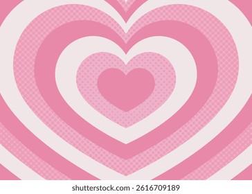 Concentric Heart, Halftone Dots Background, Pop Design, Decorative Radiating Shape