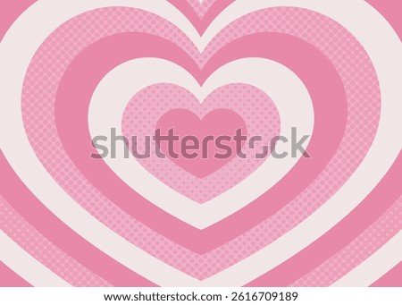 Concentric Heart, Halftone Dots Background, Pop Design, Decorative Radiating Shape