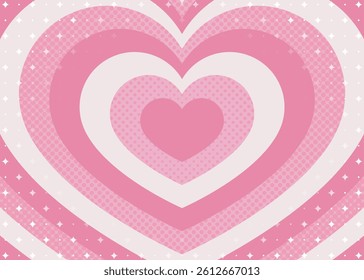 Concentric Heart and Halftone Dots, Sparkle Pattern Background, Pop Design, Decorative Radiating Shape pop pattern