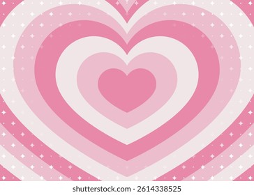 Concentric Heart and Sparkle Pattern Background, Pop Design, Decorative Radiating Shape