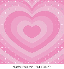 Concentric Heart and Sparkle Pattern Background, Pop Design, Decorative Radiating Shape, Square Size