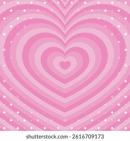 Concentric Heart and Sparkle Pattern Background, Pop Design, Decorative Radiating Shape, Square Size