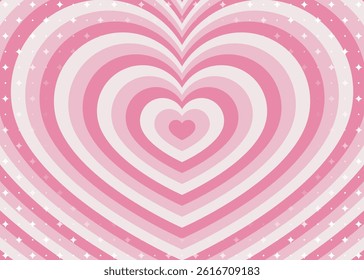 Concentric Heart and Sparkle Pattern Background, Pop Design, Decorative Radiating Shape
