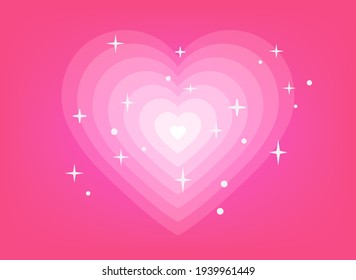 Concentric Hearts With Sequins. Romantic Cute Background.