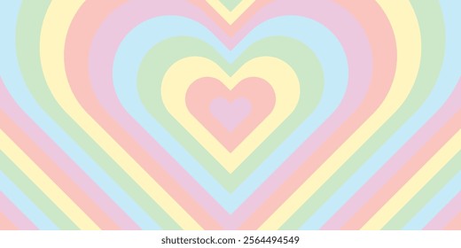 concentric hearts soft rainbow background