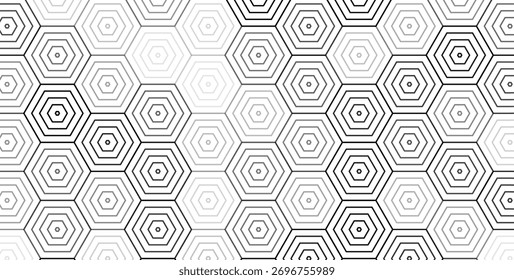 Padrão hexágono concêntrico, fundo geométrico do hexágono da linha, estrutura de tópicos de textura de favo de mel BG. Papel de parede de fundo hexadecimal linear. Fundo Abstrato Minimalista Branco. Ilustração de vetor