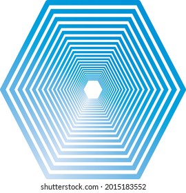 Concentric hexagons in degraded blue