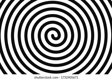 Concentric hypnotic spiral. Concept illusttration of hypnosis, vertigo. Abstract vector background.