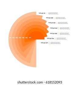 Concentric Infographics Step By Step In A Series Of Circle. Element Of Chart, Graph, Diagram With 7 Options, Parts, Processes. Vector Business Template For Presentation