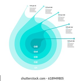 Concentric infographics step by step in a series of circle. Element of chart, graph, diagram with 5 options - 20, 40, 60, 80, 100 percent, parts, processes. Vector business template for presentation