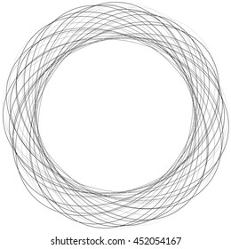 Concentric irregular circles, circular element with random scribble, sketchy feel. Abstract geometric element