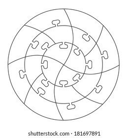 Concentric jigsaw puzzle.  Editable lines for your design. A vector illustration