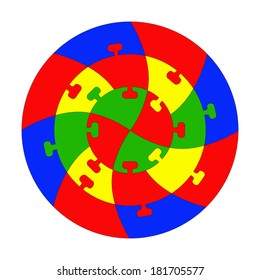 Concentric jigsaw puzzle.  Editable lines for your design. A vector illustration