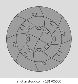 Concentric jigsaw puzzle.  Editable lines for your design. A vector illustration